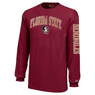 Youth Champion Garnet Florida State Seminoles Distressed Arch Over Logo Long Sleeve T-Shirt