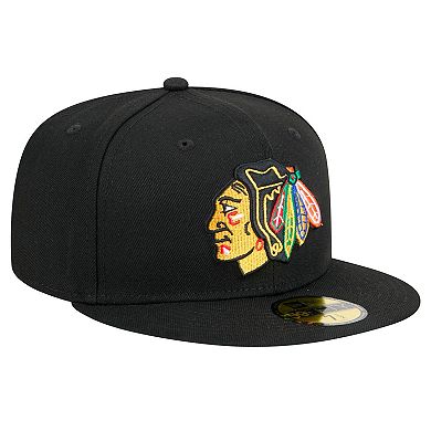 Men's New Era Black Chicago Blackhawks Core 59FIFTY Fitted Hat