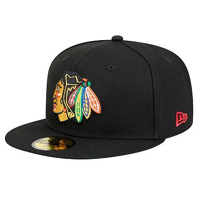 Men's New Era Black Chicago Blackhawks Core 59FIFTY Fitted Hat