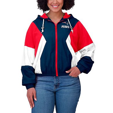 Women's WEAR by Erin Andrews Royal New England Patriots Color Block Full-Zip Windbreaker Jacket
