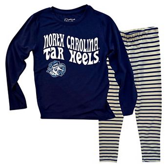 Toddler Wes & Willy North Carolina Tar Heels Long Sleeve Top and Striped Leggings Set