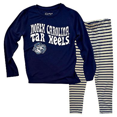 Toddler Wes & Willy North Carolina Tar Heels Long Sleeve Top and Striped Leggings Set
