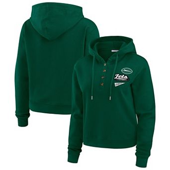 Women's WEAR by Erin Andrews Green New York Jets Plus Size Waffle Hoodie Pullover Top