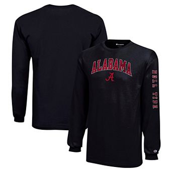 Youth Champion Black Alabama Crimson Tide Distressed Arch Over Logo Long Sleeve T-Shirt