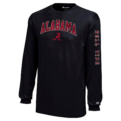 Youth Champion Black Alabama Crimson Tide Distressed Arch Over Logo Long Sleeve T-Shirt