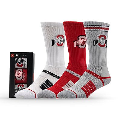 Unisex Strideline Ohio State Buckeyes Premium Knit Crew Socks Three-Pack