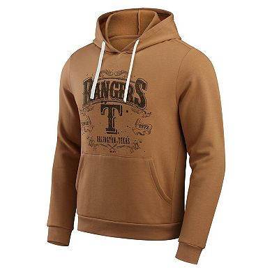 Men's Darius Rucker Collection by Fanatics Tan Texas Rangers Camp Fleece Pullover Hoodie