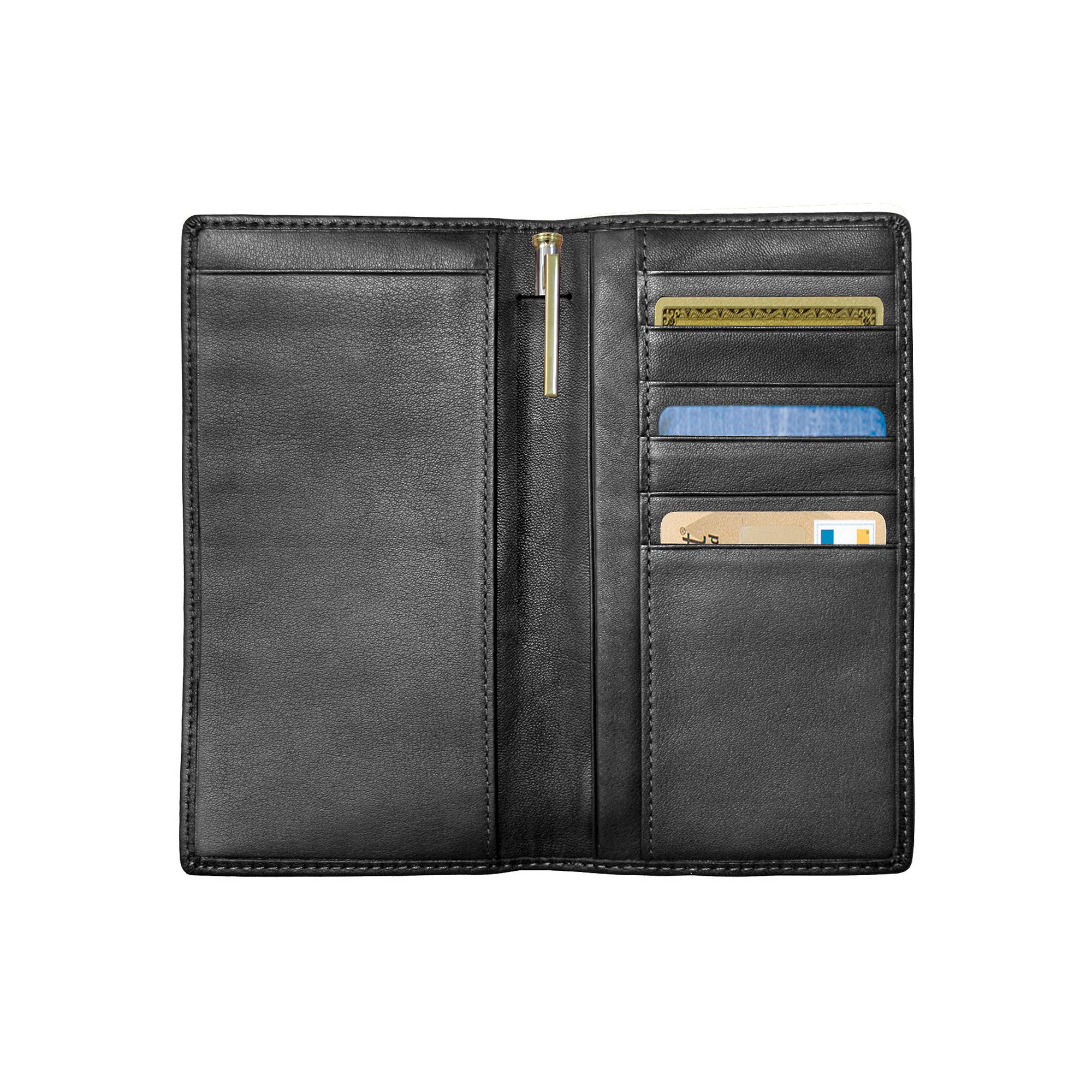 Royce Leather Checkbook Wallet, Black