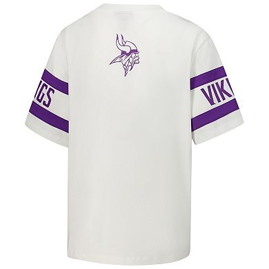 Women's The Wild Collective White Minnesota Vikings Drop Shoulder T-Shirt