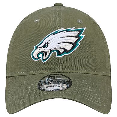 Men's New Era Olive Philadelphia Eagles Main 9TWENTY Adjustable Hat