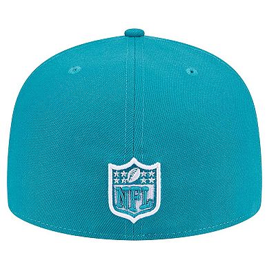 Men's New Era Aqua Miami Dolphins Checkered 59FIFTY Fitted Hat