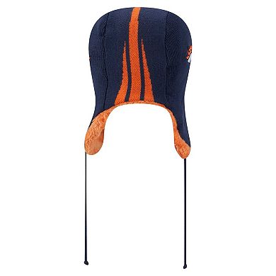 Men's New Era Navy Denver Broncos Helmet Head Trapper Knit Hat