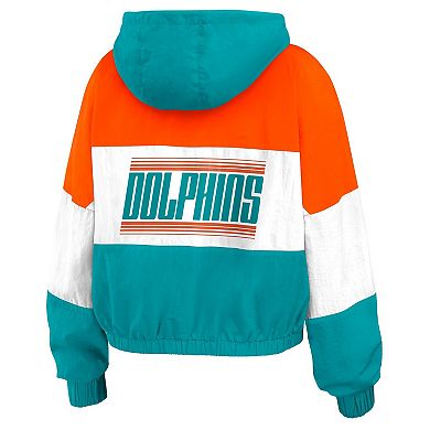 Women's WEAR by Erin Andrews Aqua Miami Dolphins Color Block Full-Zip Windbreaker Jacket