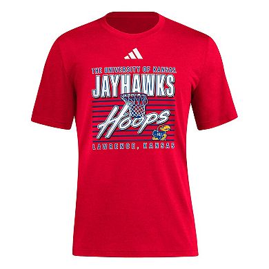 Men's adidas Red Kansas Jayhawks Locker Swish Tri-Blend T-Shirt