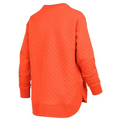 Women's Pressbox Orange Oklahoma State Cowboys Quilted Long Sleeve Pullover Sweatshirt