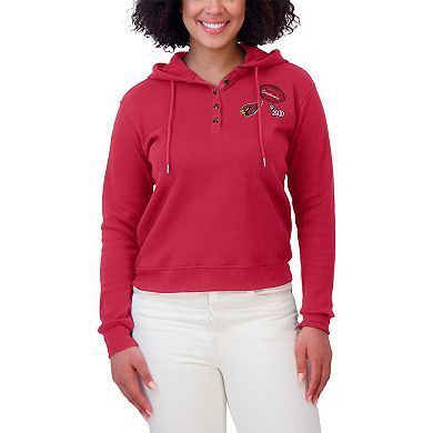 Women's WEAR by Erin Andrews Cardinal Arizona Cardinals Waffle Hoodie Pullover Top