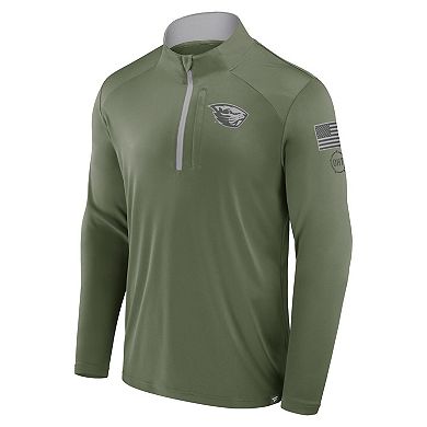 Men's Fanatics Olive Oregon State Beavers OHT Military Appreciation Defender Quarter-Zip Jacket