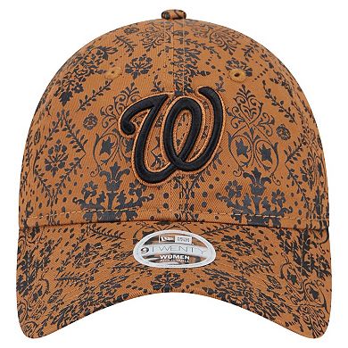 Women's New Era Brown Washington Nationals Vintage Deco 9TWENTY Adjustable Hat