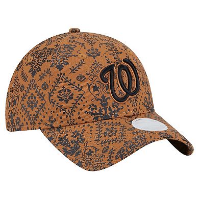 Women's New Era Brown Washington Nationals Vintage Deco 9TWENTY Adjustable Hat