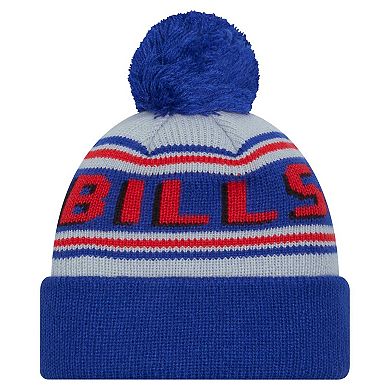 Youth New Era Royal Buffalo Bills Main Cuffed Knit Hat with Pom