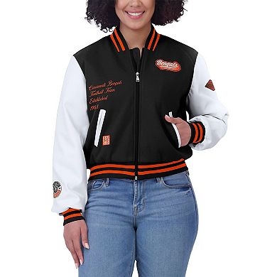 Women's WEAR by Erin Andrews Black/White Cincinnati Bengals Varsity Full-Zip Jacket