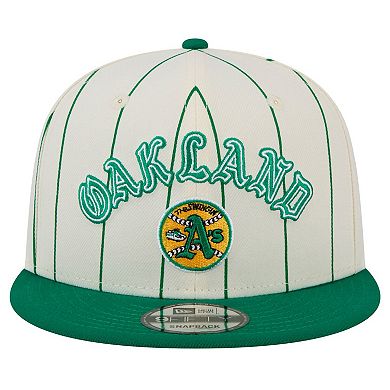 Men's New Era White Oakland Athletics Jersey Pinstripe 9FIFTY Snapback Hat