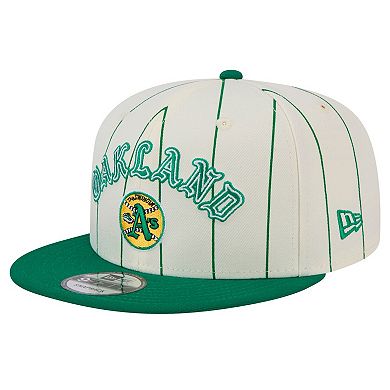 Men's New Era White Oakland Athletics Jersey Pinstripe 9FIFTY Snapback Hat