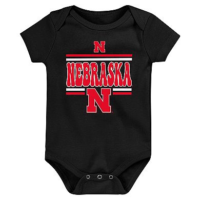 Newborn Scarlet Nebraska Huskers Sunday Comics 3-Pack Bodysuit Set