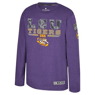 Youth Colosseum Heather Purple LSU Tigers OHT Military Appreciation Oorah Long Sleeve T-Shirt