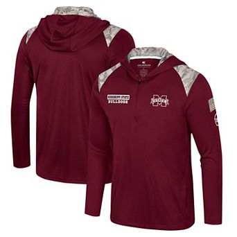 Men's Colosseum Maroon Mississippi State Bulldogs OHT Military Appreciation Quarter-Zip Hoodie Jacket