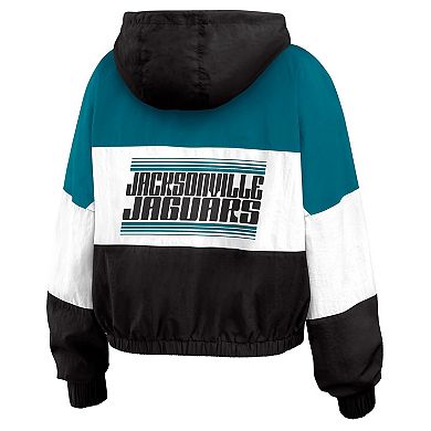 Women's WEAR by Erin Andrews Black Jacksonville Jaguars Color Block Full-Zip Windbreaker Jacket