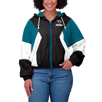 Women's WEAR by Erin Andrews Black Jacksonville Jaguars Color Block Full-Zip Windbreaker Jacket