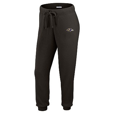 Women's WEAR by Erin Andrews Cream Baltimore Ravens Knitted Tri-Blend Long Sleeve T-Shirt & Pants Lounge Set