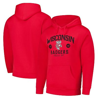 Men s League Collegiate Wear Red Wisconsin Badgers Bendy Arch Essential 2.0 Pullover Hoodie