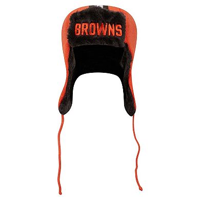 Men's New Era Orange Cleveland Browns Helmet Head Trapper Knit Hat