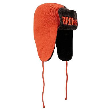 Men's New Era Orange Cleveland Browns Helmet Head Trapper Knit Hat
