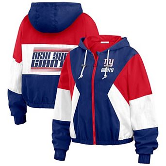 Women's WEAR by Erin Andrews Royal New York Giants Color Block Full-Zip Windbreaker Jacket