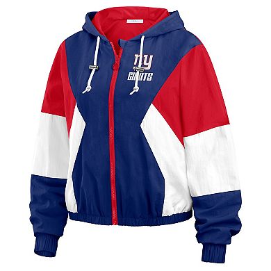 Women's WEAR by Erin Andrews Royal New York Giants Color Block Full-Zip Windbreaker Jacket