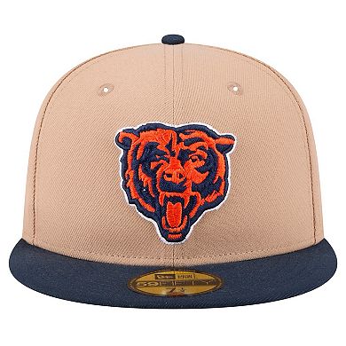 Men's New Era Tan Chicago Bears Head Logo Main 59FIFTY Fitted Hat