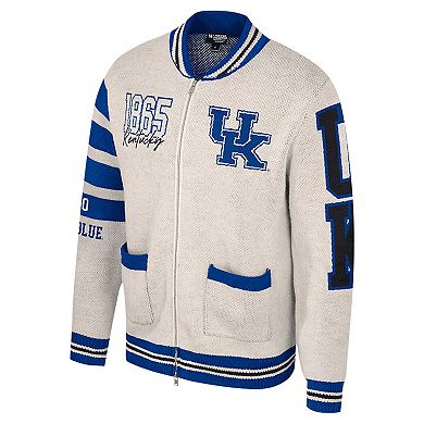 Women's Colosseum Cream Kentucky Wildcats Jacquard Full-Zip Sweater