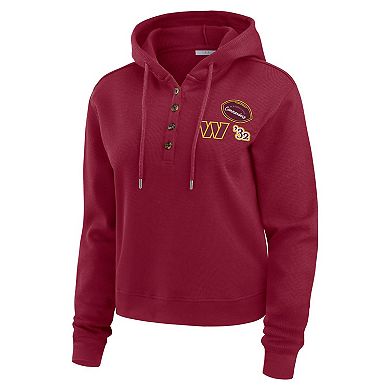 Women's WEAR by Erin Andrews Burgundy Washington Commanders Waffle Hoodie Pullover Top