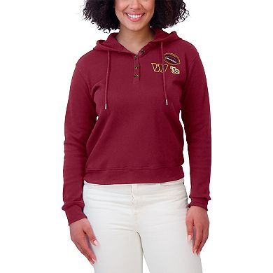 Women's WEAR by Erin Andrews Burgundy Washington Commanders Waffle Hoodie Pullover Top