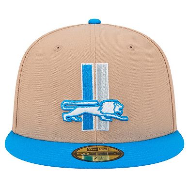 Men's New Era Tan Detroit Lions Throwback Logo Main 59FIFTY Fitted Hat