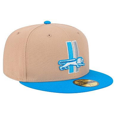 Men's New Era Tan Detroit Lions Throwback Logo Main 59FIFTY Fitted Hat