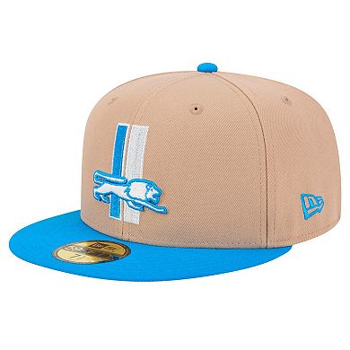 Men's New Era Tan Detroit Lions Throwback Logo Main 59FIFTY Fitted Hat