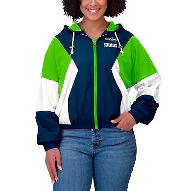 Women's WEAR by Erin Andrews Royal Seattle Seahawks Color Block Full-Zip Windbreaker Jacket