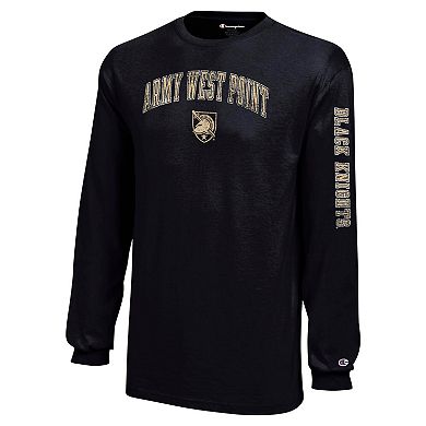 Youth Champion Black Army Black Knights Distressed Arch Over Logo Long Sleeve T-Shirt