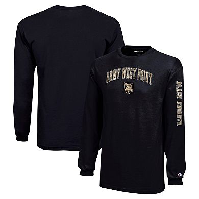 Youth Champion Black Army Black Knights Distressed Arch Over Logo Long Sleeve T-Shirt