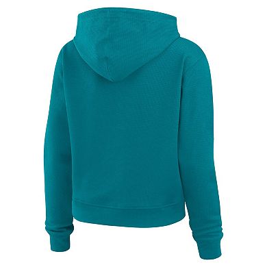 Women's WEAR by Erin Andrews Aqua Miami Dolphins Plus Size Waffle Hoodie Pullover Top