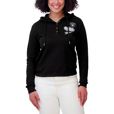 Women's WEAR by Erin Andrews Black Las Vegas Raiders Plus Size Waffle Hoodie Pullover Top